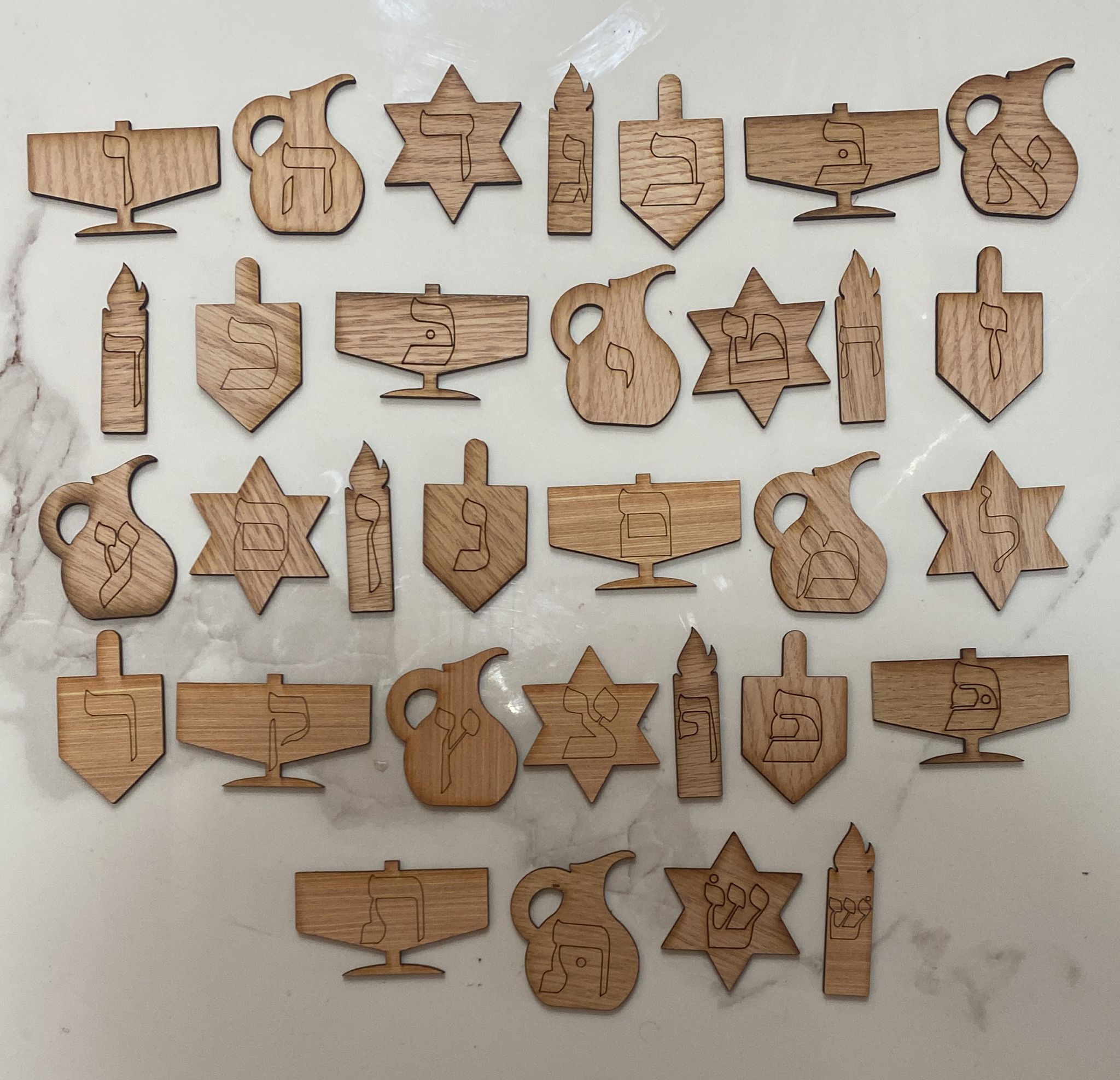 Alef Bet Chanukah Shapes